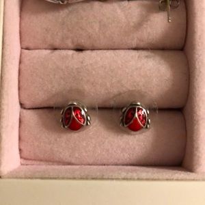 Red lady bug studs